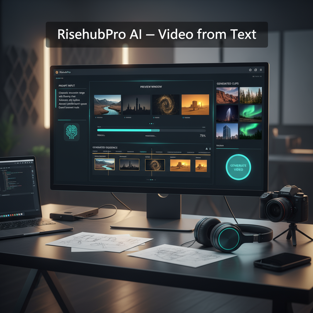 RisehubPro AI Generating Video from Text Prompt